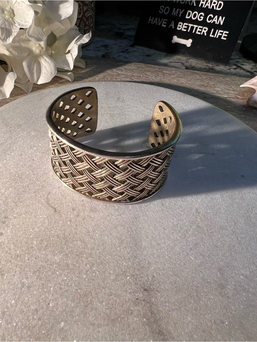 Woven Pattern Brass Cuff Bracelet by Ralph Lauren
